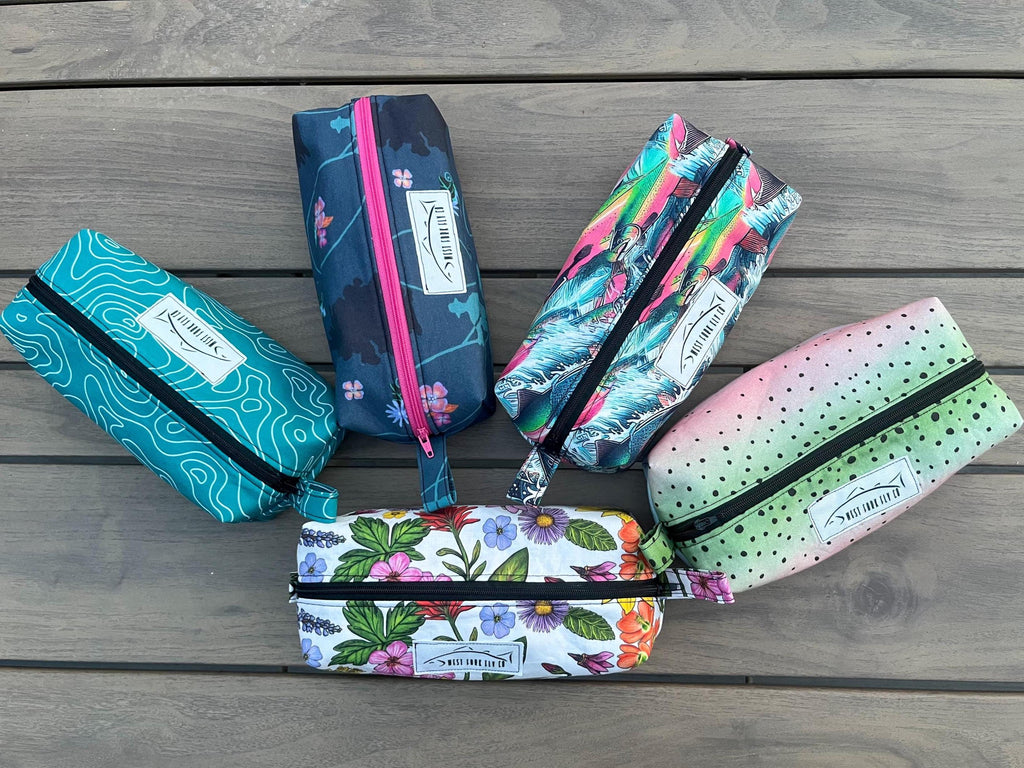 Rainbow Trout Zipper Pouch: Handmade Cotton Travel Organizer