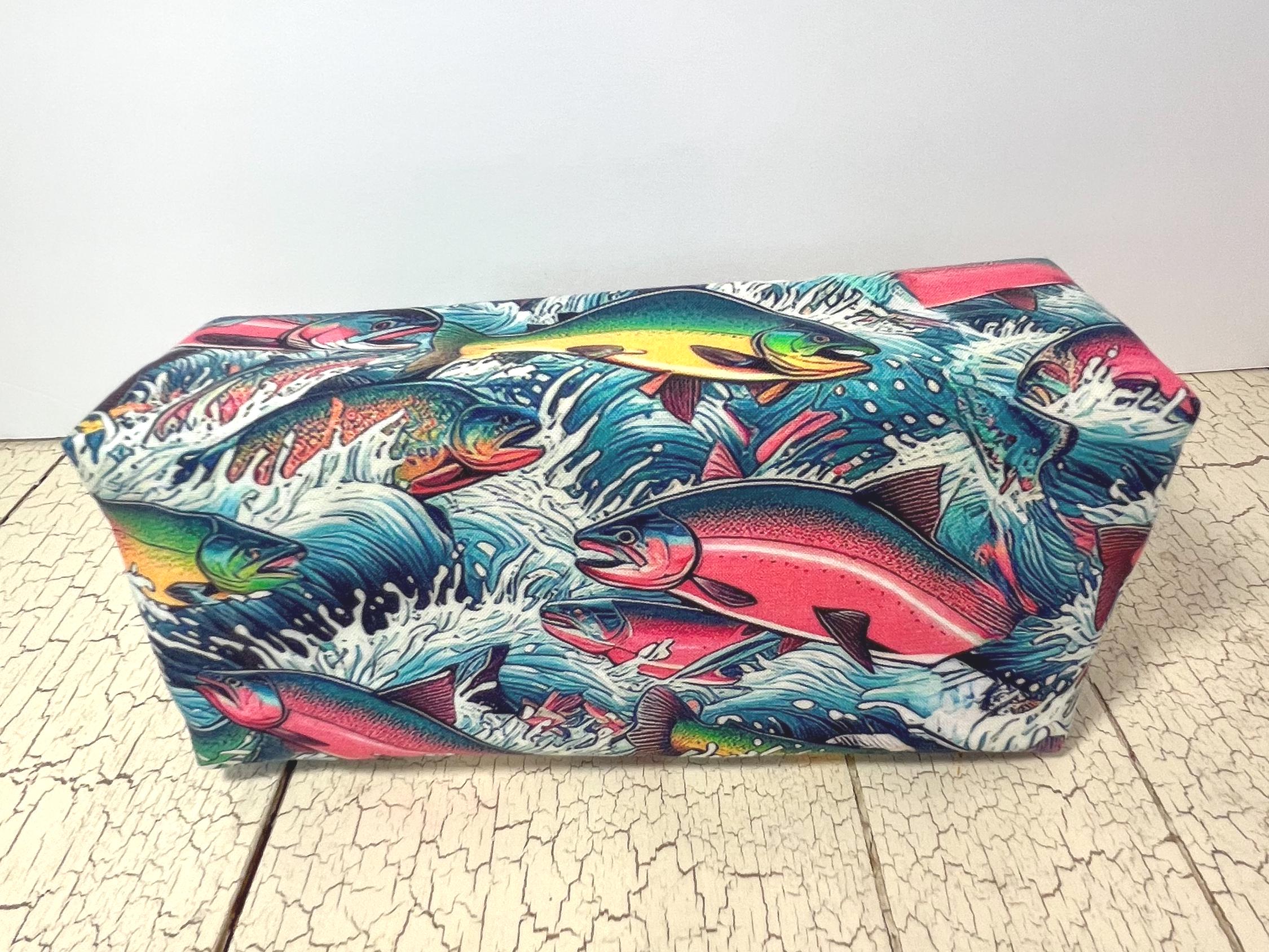 Neon Rainbows Zipper Pouch: Handmade Cotton Travel Organizer