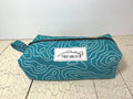 Teal Topography Zipper Pouch: Handmade Cotton Travel Organizer