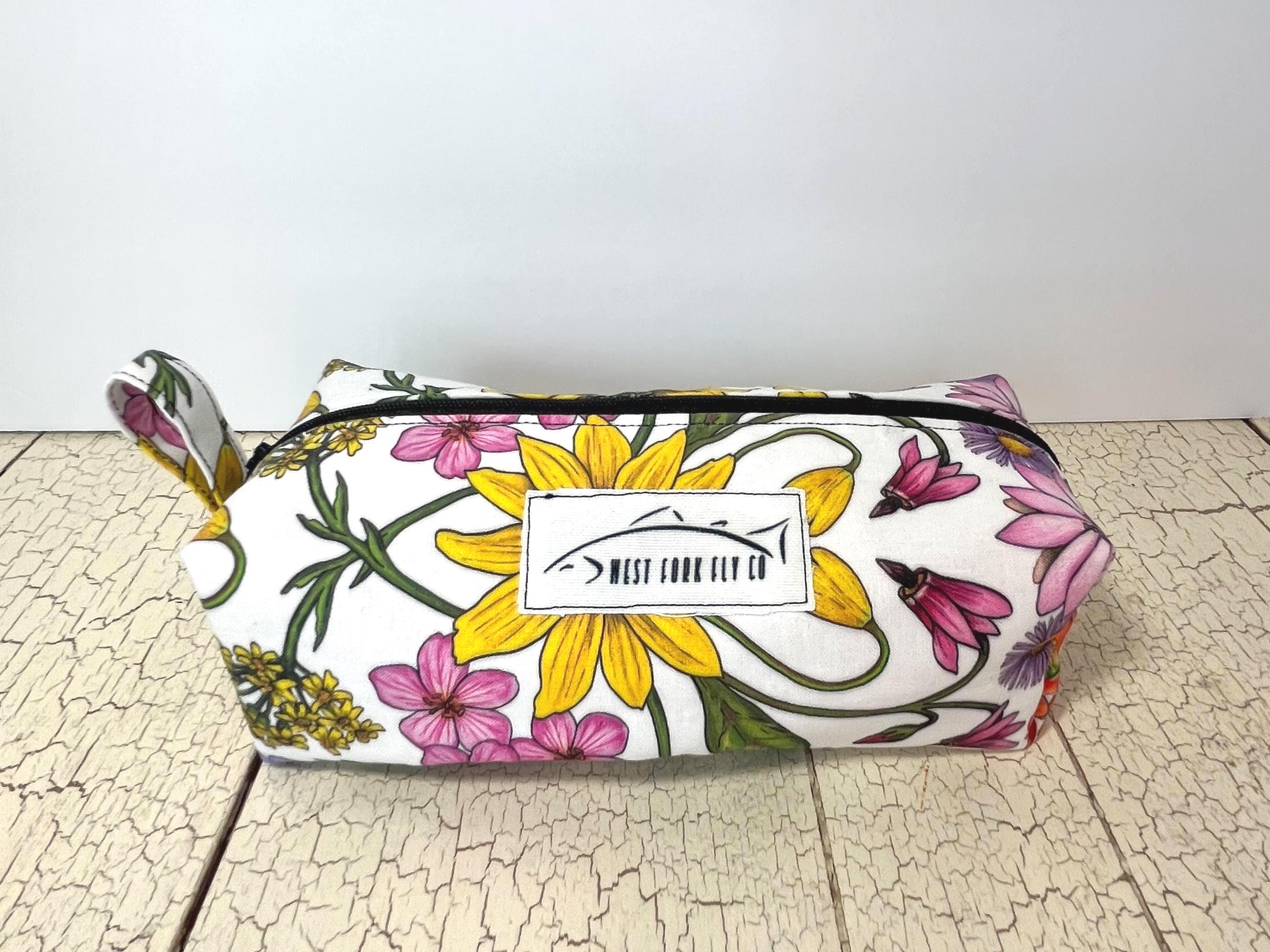 Mountain Wildflowers Zipper Pouch: Handmade Cotton Travel Organizer