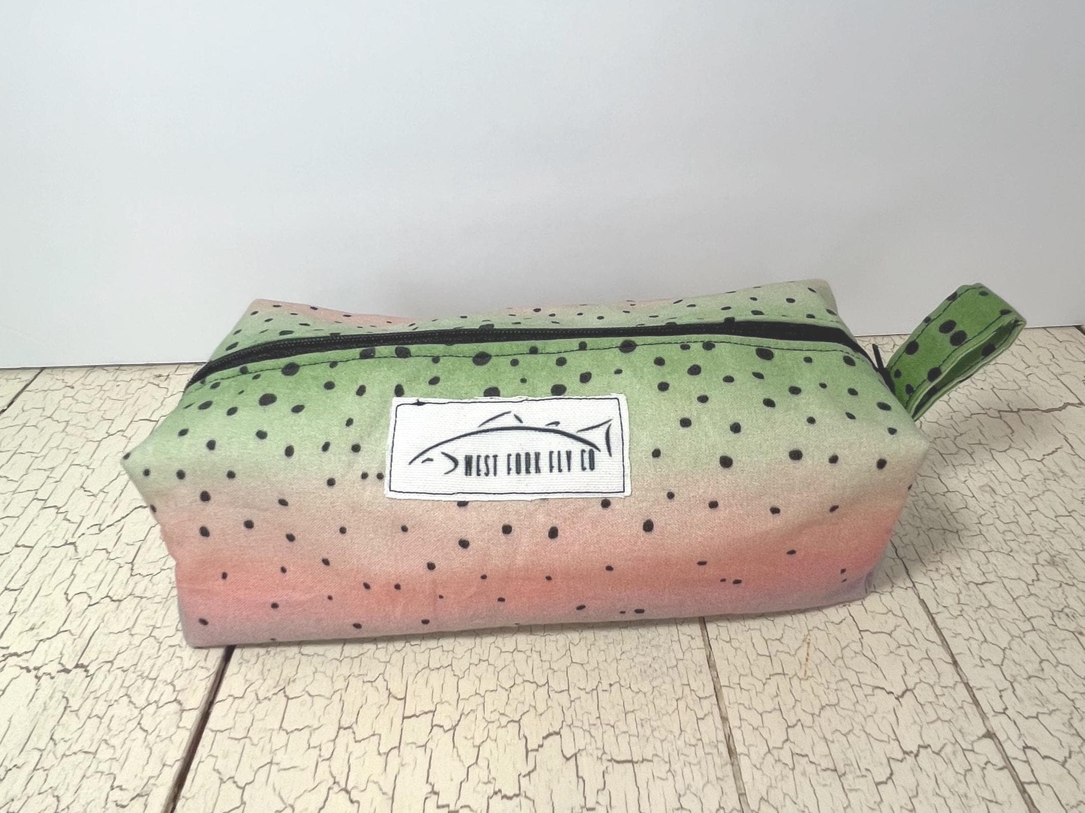 Rainbow Trout Zipper Pouch: Handmade Cotton Travel Organizer